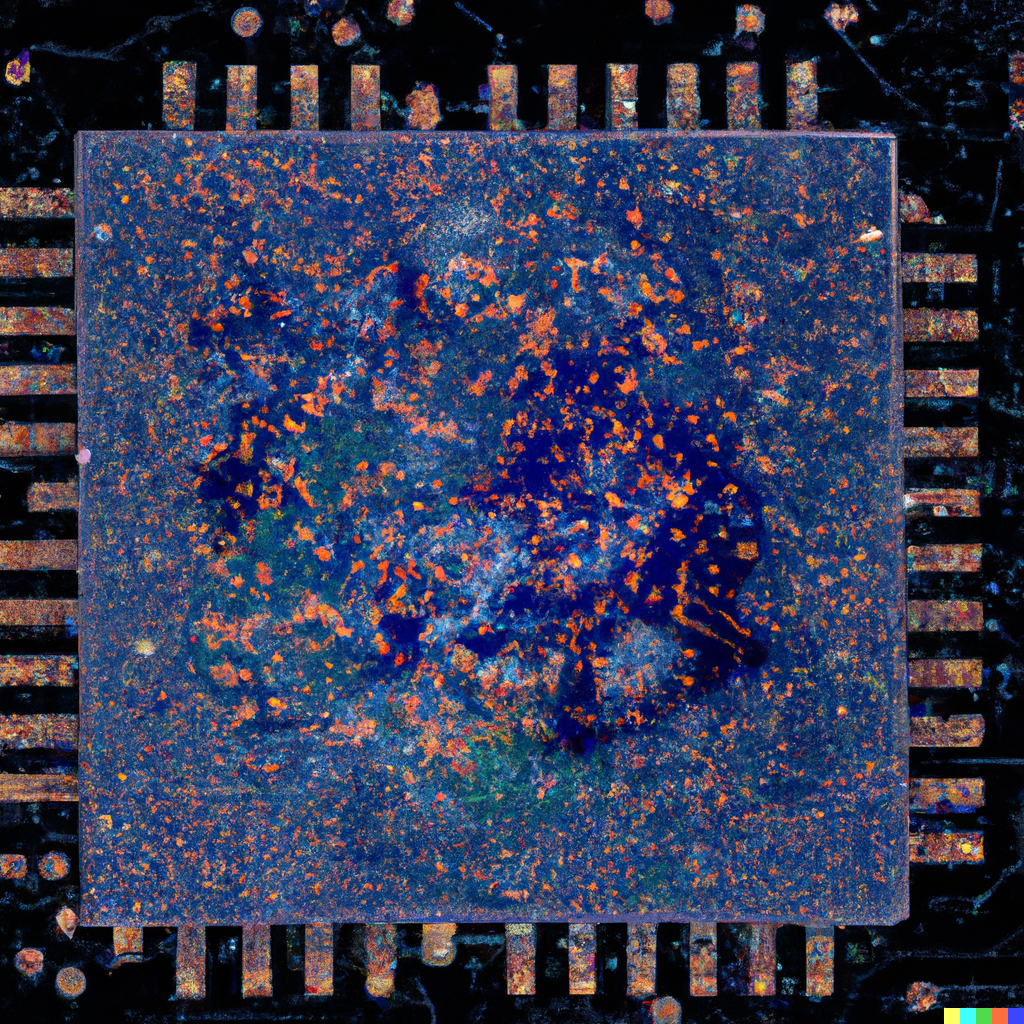 &lsquo;A neural chip like a nebulla&rsquo; from OpenAI&rsquo;s DALL-E (source: me)